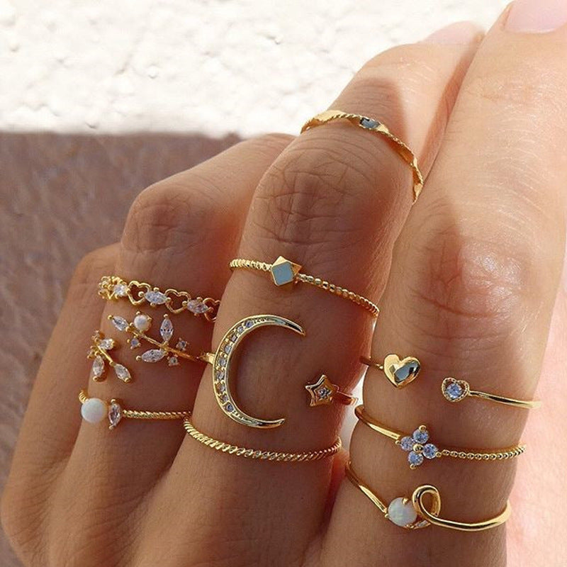 Moon, Stars & Love Ring Set